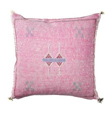 Pink Cactus Silk Pillow Case, Handmade Throw Pillow Cover 19"x19"