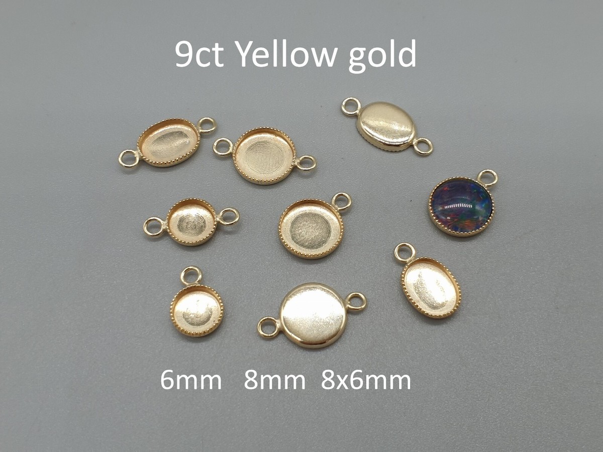 9Ct Yellow Gold Bezel Cup Setting 9K Round Oval Pendant Connector