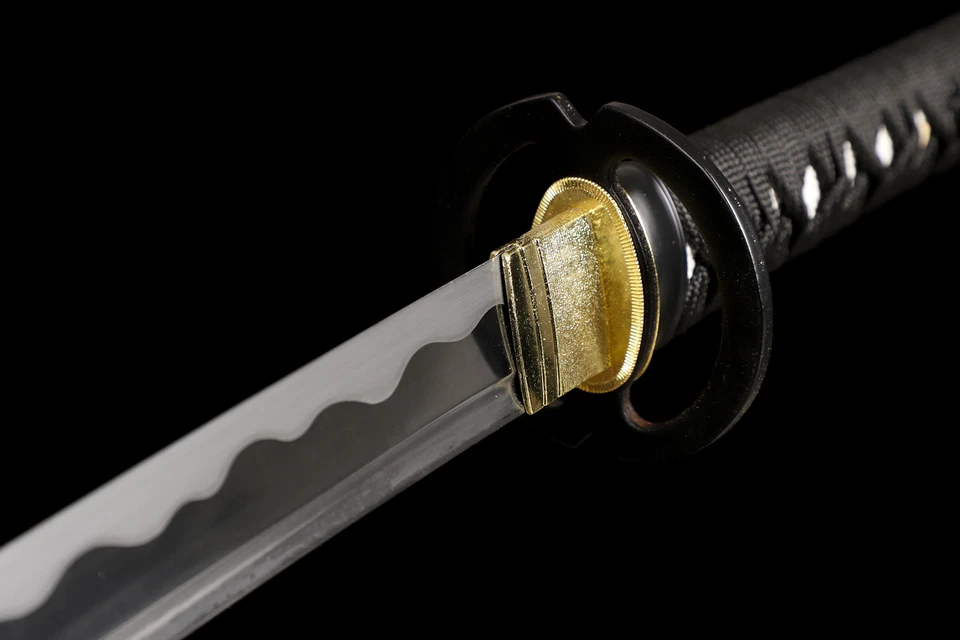 Espada samurai japonesa afilada Wakizashi Ready 1095 acero al carbono Musashi Tsuba Foto 3 de 4