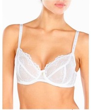 Gossard Super Boost Lace Collection 38F XL Balconette Bra Thong Set White 