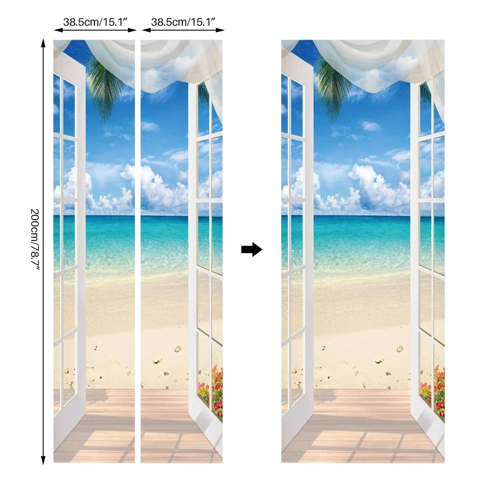 3D Stickers Porte Autocollants de Décoration pour Porte Paysage de Bord de Me... - Photo 4/4