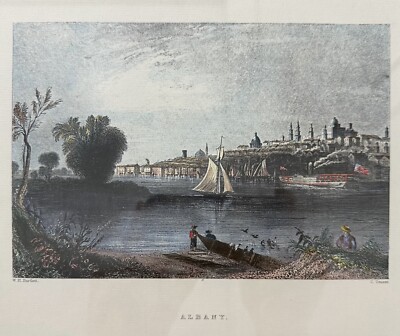 Albany W.H. Bartlett Hand Colored Engraved by C. Cousen 1839 Rare