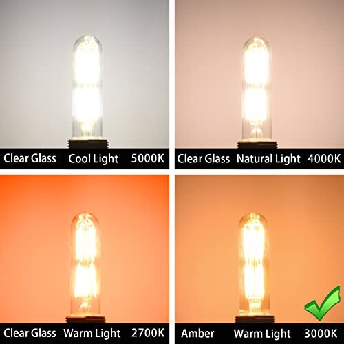 T10 Dimmable Vintage LED Light Bulbs Warm White 3000K Edison E26 Tubular Bulb...