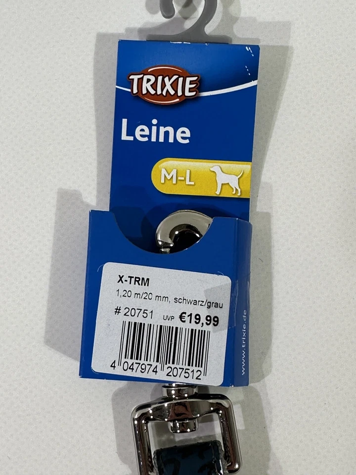 Trixie X-TRM Hundeleine M-L 1.20 M/20mm Schwarz/Grau Hund Dog Leine HLF8 - Bild 2 von 4