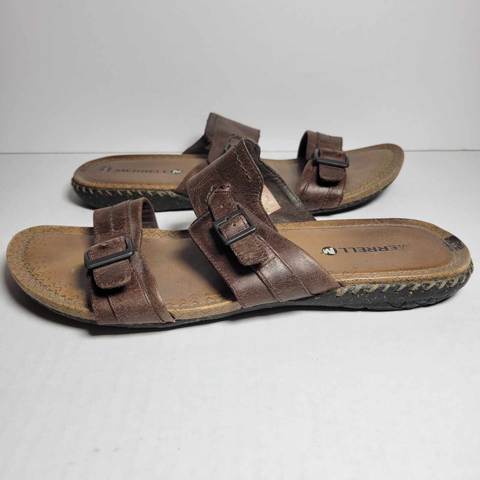 Merrell Whisper Donna 9 Sandali Marroni In Pelle Slide con Fibbie Boho J55580