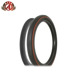 VINTAGE SCHWINN STYLE BRICK 20 X 1.75 W/ 20 X 2.125 S2 WIDE SLICK RED LINE TIRE.