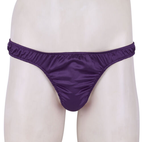 Men's Briefs Low-Rise Sissy Bikini Briefs Satin G-sting Thong Underwear Panties - Picture 56 of 60