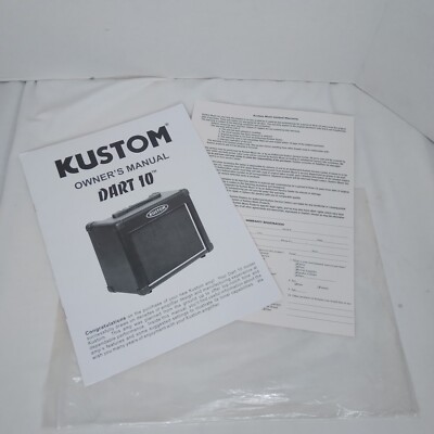 Kustom Dart 10 Model Owners Users Manual Amplifier Instructions Ephemera Paper