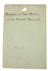 Big Game Sex Ratio and Food Record. Server Receipt book