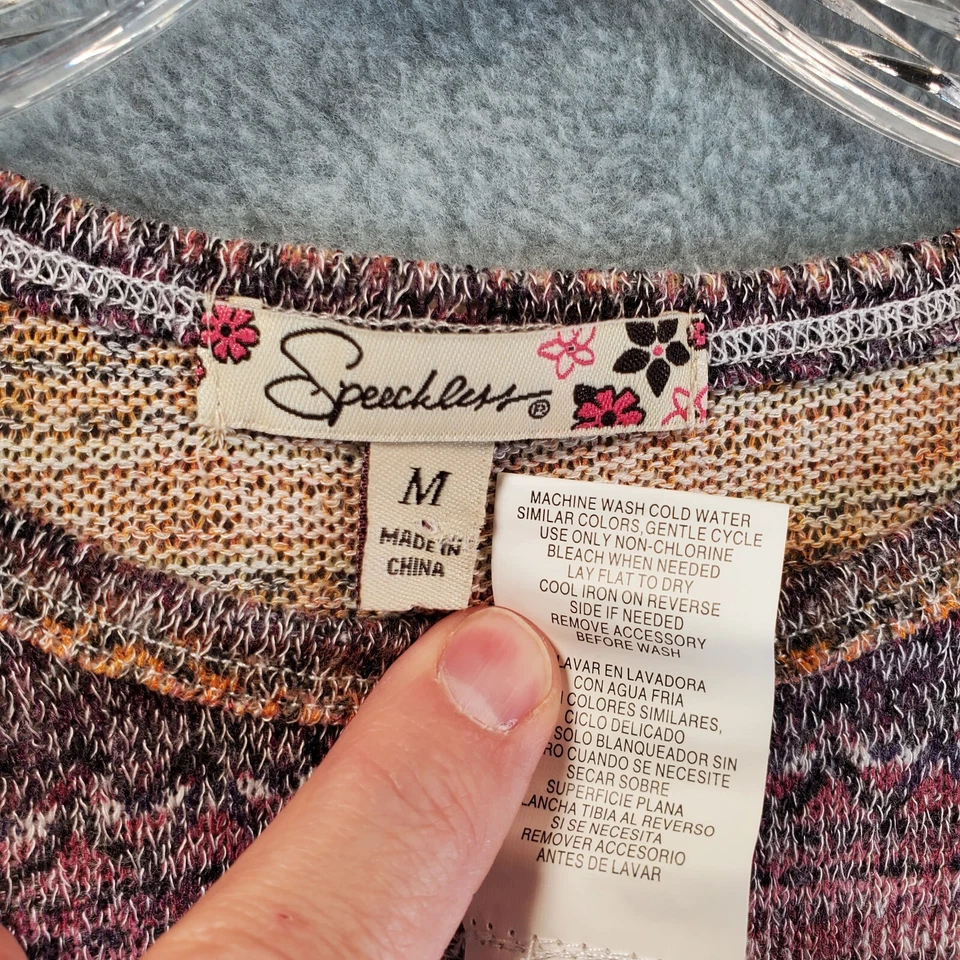 Speechless Girls Long Sleeve Purple Gold & White Southwest Sweater Blouse Size M - Image 4 of 4