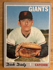 1970 Topps Dick Dietz Baseball Card #135 Giants Catcher O/C & Creased