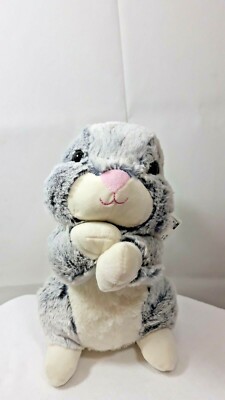 Way To Celebrate Gray Standing Bunny Rabbit Soft Stuffed Plush Toy