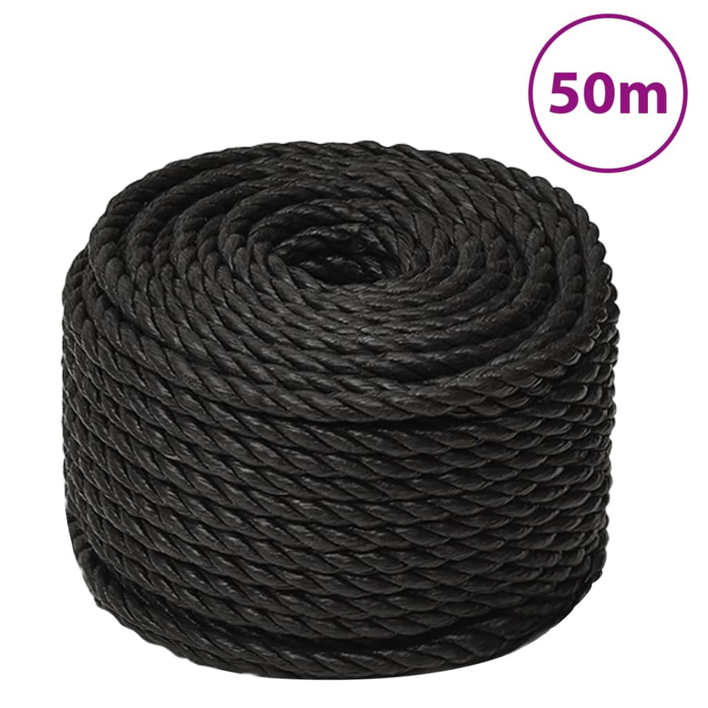 vidaXL Corda da Lavoro Nera 24 mm 50 m in Polipropilene
