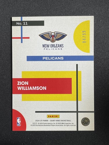 Zion Williamson 2024-25 Panini Court Kings Modern Strokes /99 #11 - 第 2/2 張圖片