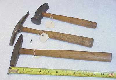 Lot of three HAMMERS magnetic tack & cobblers shoemaker hammer Stanley 602 Sayre