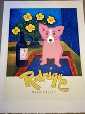 “A Bouquet of Rose" George Rodrigue 2010 Pink Dog lithograph