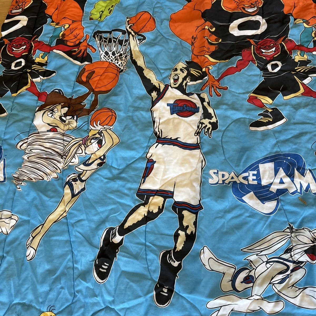 Vintage 1996 Space Jam Movie Looney Tunes Twin Comforter Blanket