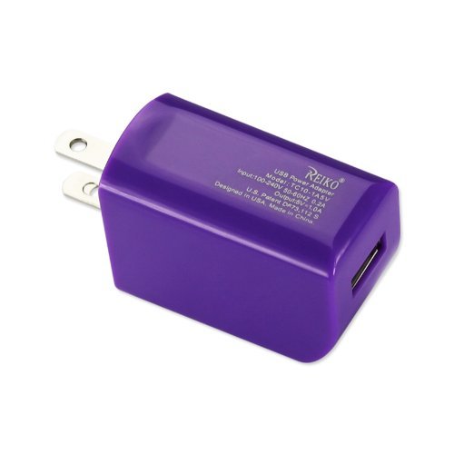 Reiko 1A/5V Super-Fast AC/USB Power Travel Charger Non-Retail Packaging Purple