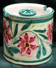 Vintage 1997 PORCHES Redware Studio Art Pottery ASHTRAY Rambling Red Rose - LOOK