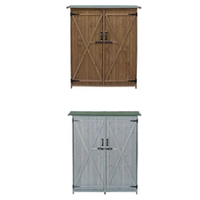 Wooden Waterproof Garden Storage Shed w/ Asphalt Roof, Shelves & Lock Backyard