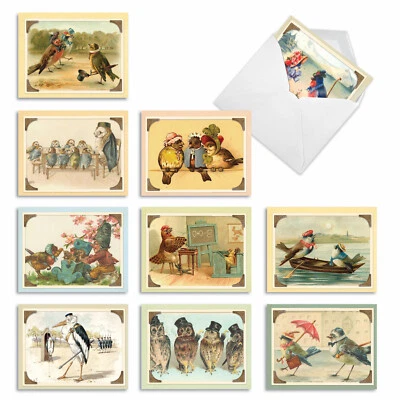 NOBLEWORKS 10 Assorted All Occasion Blank Note Cards with Envelopes - SWEET TWEETS M2344OCB