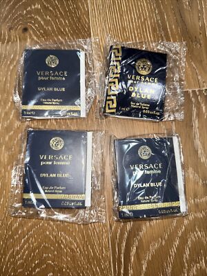 Versace Dylan Blue Pour Femme Eau de Parfum 0.03 oz set x 4 Sample spray vials