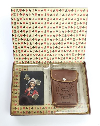 Tarjetas de juego Texas Hold Em de colección con bolsa de cuero baraja completa agujeros de bala - Imagen 3 de 4
