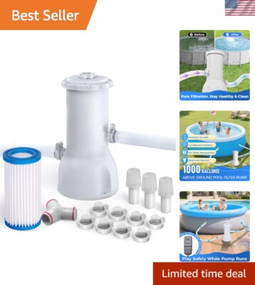1000 GPH Above Ground Pool Filter Pump - Efficient & Durable Cleaning Solution