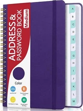 Address Book with Alphabetical Tabs, Hardcover Medium(5.7" x 7.7"), Purple 