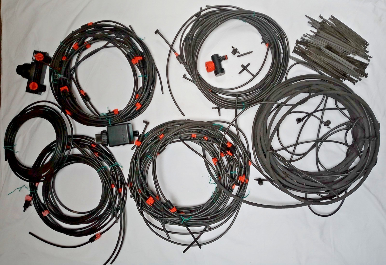 Claber Irrigation Systems Adjustable with Timer & Tap Connector & Extras Bundle