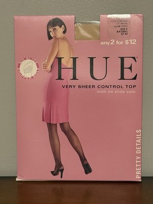 NOS Hue Very Sheer Control Top Pantyhose #2025 Natural Size 3 Italy Up To 215lbs