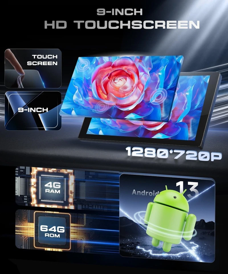 4G+64G Autoradio Android 13 per Suzuki SX4 2006-2013 Fiat Sedici 2005-2014, 9" H - Immagine 2 di 4