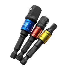 3PCS IMPACT Drill Socket Adaptor Hex Drive To 1/4" 3/8" 1/2" Square Socket Set