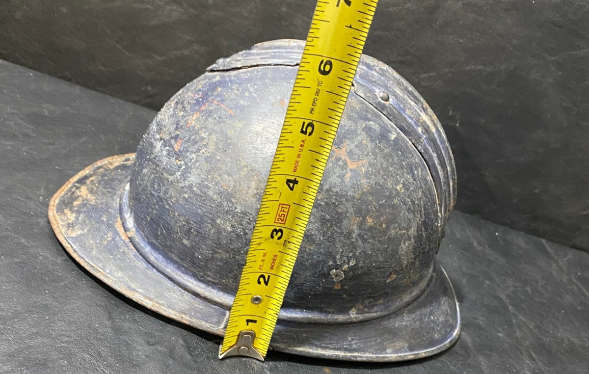 antique WW1 helmet - probably Swiss or French or Adrian 1915ish - metal infantry