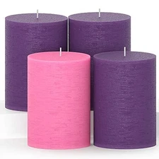 CANDWAX 3x4 Pillar Advent Candles Set of 4 - Rustic Pillar Candles Unscented and