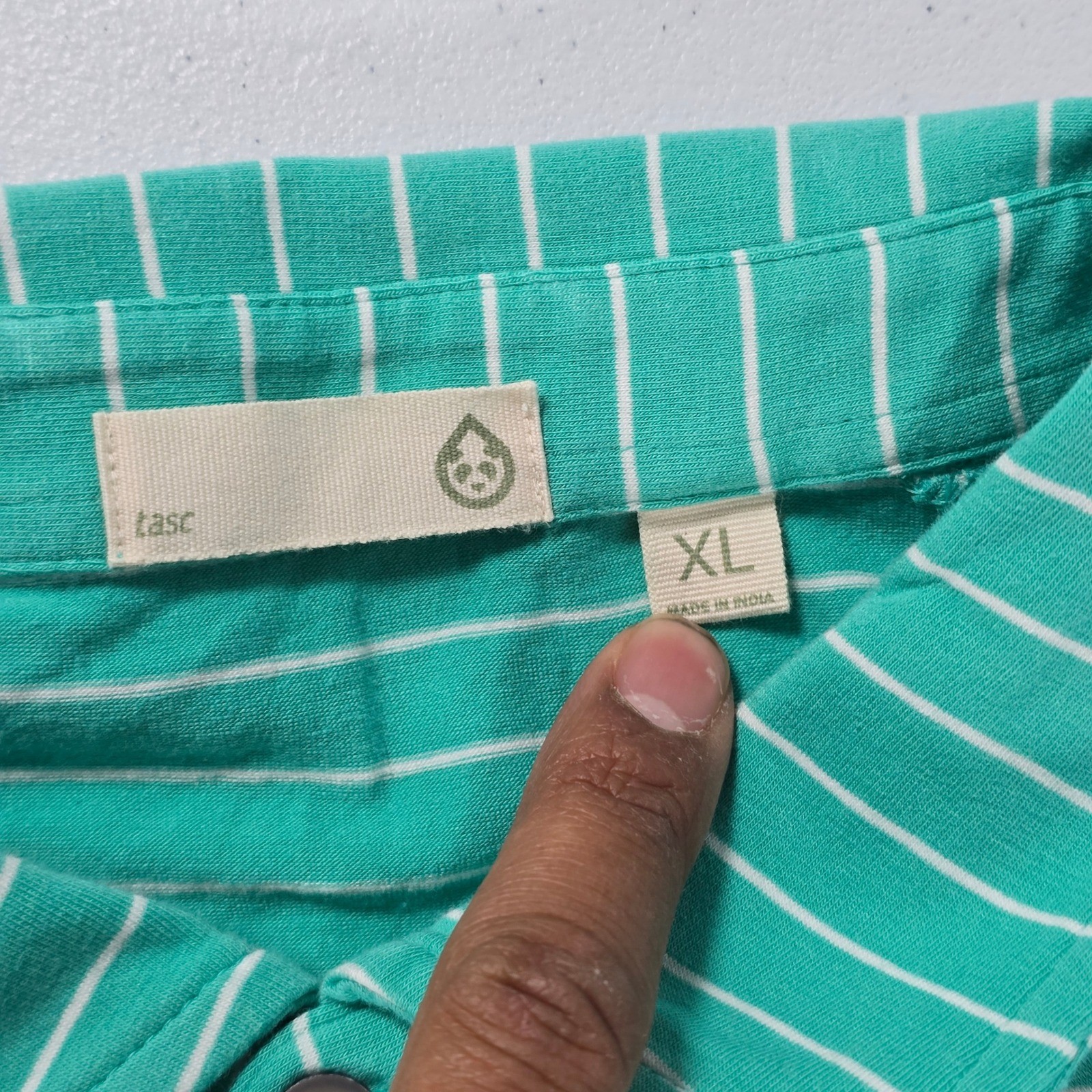Performance One Tasc Performance Mens XL Green White Striped Bamboo Cotton Polo Shirt ...