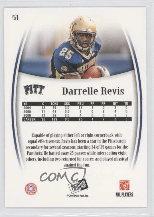 2007 Press Pass Legends Red /10 Darrelle Revis #51 Rookie RC HOF - Image 2 of 2