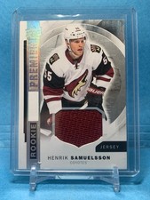 15-16 UD Premier Rookie Jersey Henrik Samuelsson Hockey Card #R-24. rookie card picture