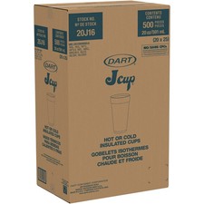 Dart 20 oz Foam Cups 500 Count  Insulated EPS Hot/Cold Drink Cups Disposable Pk