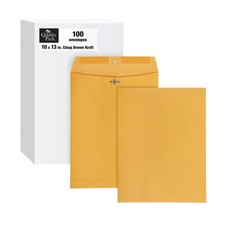 Quality Park 10 x 13 Clasp Envelopes, Gummed, 10 x 13, Kraft