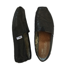 TOMS Women Size 5 Classic Black Glitter Sparkle Slip On Flats