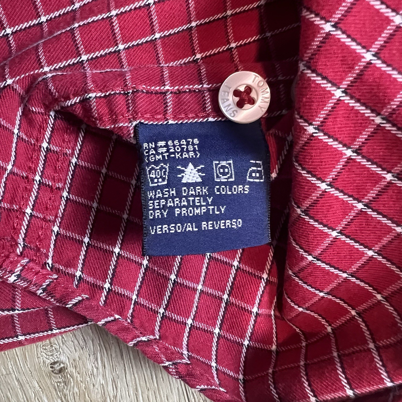 Tommy Jeans Red Check Cotton Button-Up Long Sleeve Shirt XL thumbnail 6