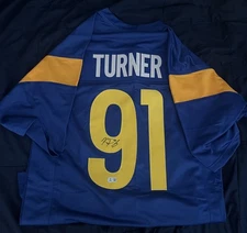 Los Angeles Rams Kobie Turner #91 Autographed Signed Custom Jersey Beckett COA