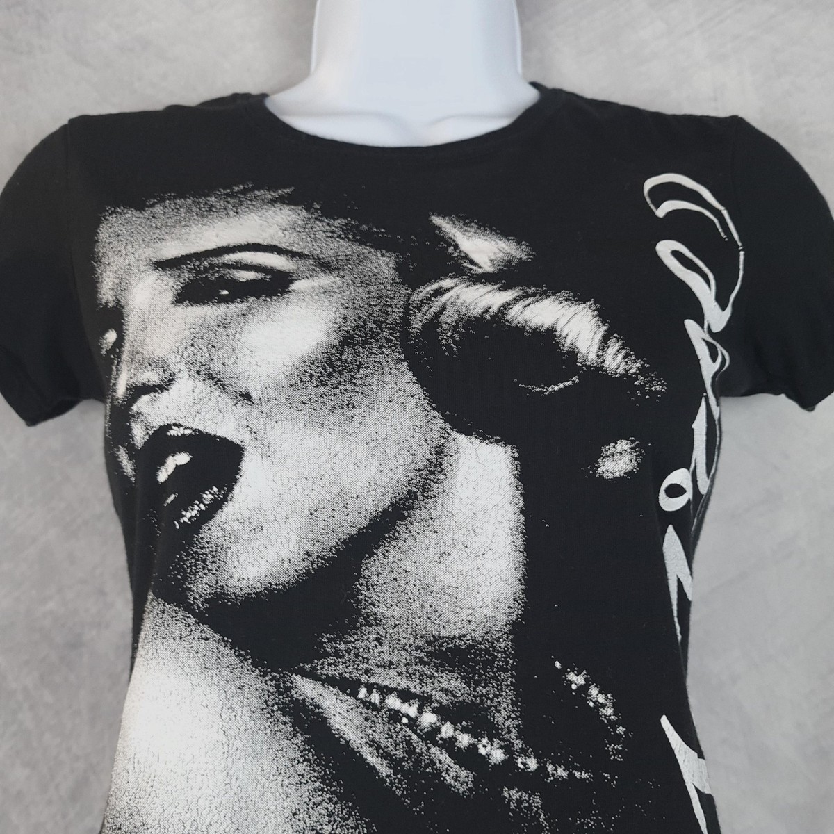 Vintage Y2K Marilyn Top Womens Small Black Monroe Graphic Slim Fit