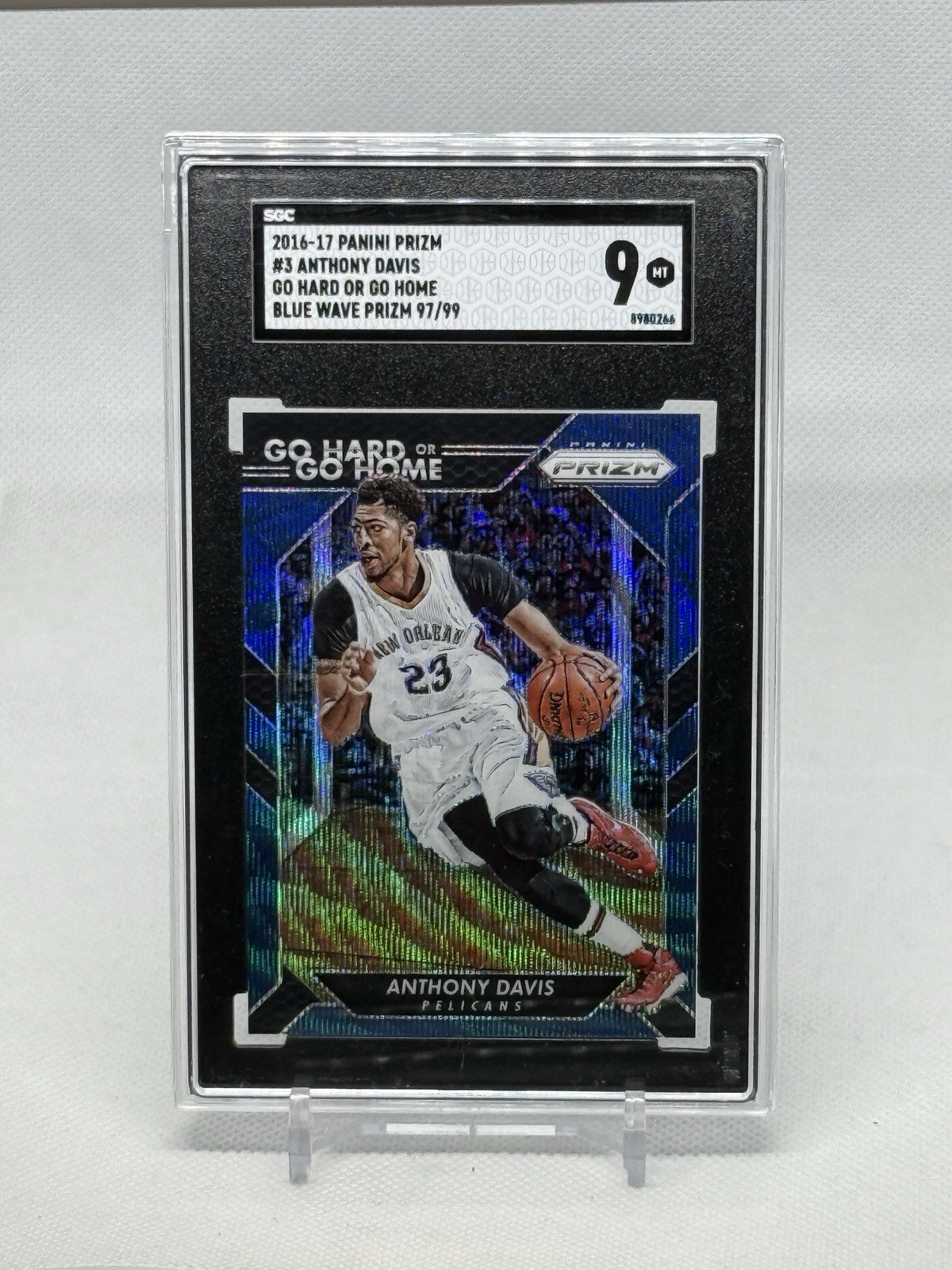 2016-17 Prizm Anthony Davis /99 Blue Wave Prizm SGC 9