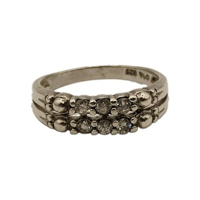 Vintage 925 Sterling Silver Double Row CZ Ring Size 6.5 Chateau d'Argent