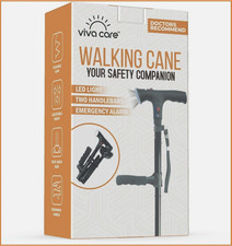 NEW Walking CANE   Aluminum LED Light  Alarm   Foldable   Light - Sz. Medium