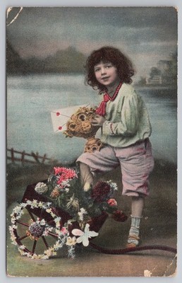 AK Junge mit Schubkarre Blumen W.E.B. & Co Lieblingsserie 459 1913