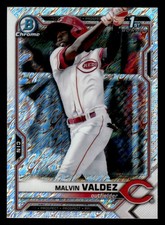 2021 Bowman Chrome #BCP-184 Malvin Valdez 1st Shimmer Refractor REDS