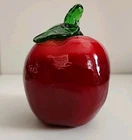 Vintage Glass Fruit Apple Hand Blown Art Solid Glass Figurine Murano Style